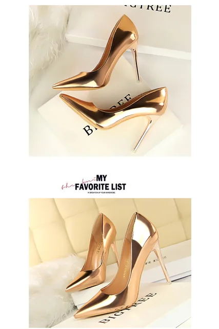 rose gold metallic heels