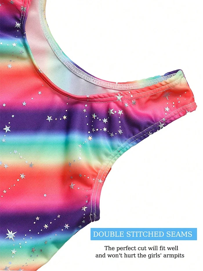 Mädchen-Gymnastik-Tanz-Trikots, ärmelloser Ballett-Tanz-Body für Kinder, taumelnde kurze Activewear – Detail 5