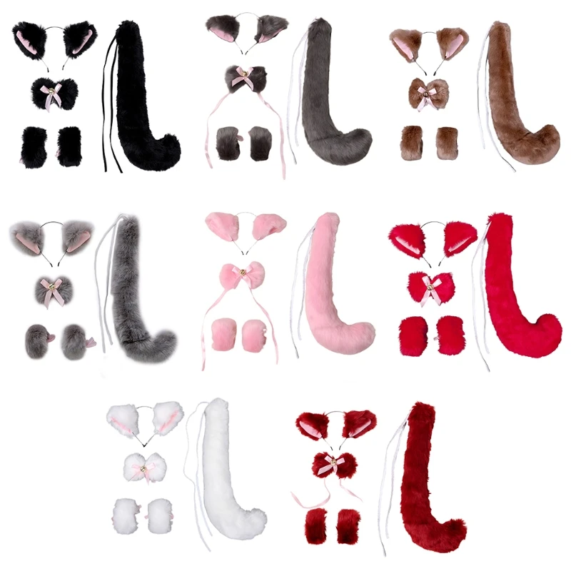 

for CAT Cosplay Costume 5 Pcs for CAT Ear and Tail Set with Collar Bow Tie Wrist