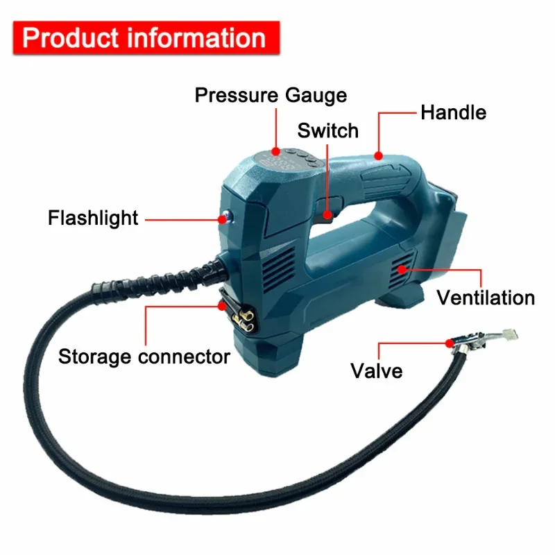 Akku wiederauf ladbare Luftpumpe für Auto Fahrrad reifen Bälle Autoreifen  Inflator Pumpe Luft kompressor für Makita 14,4 V 18V Batterie