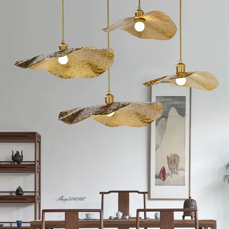 

Lotus Pendant Lights Nordic Copper Ceiling Hanging Lamps for Living Room Dining Room Decor Restaurant Loft Led Hanglamp
