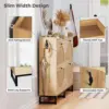 Kfo Shoe Cabinet With 2 Handmade Natural Rattan Flip Drawers, Entryway Shoe Rack Storage Organizer For Sneakers, Leather Shoes, 3