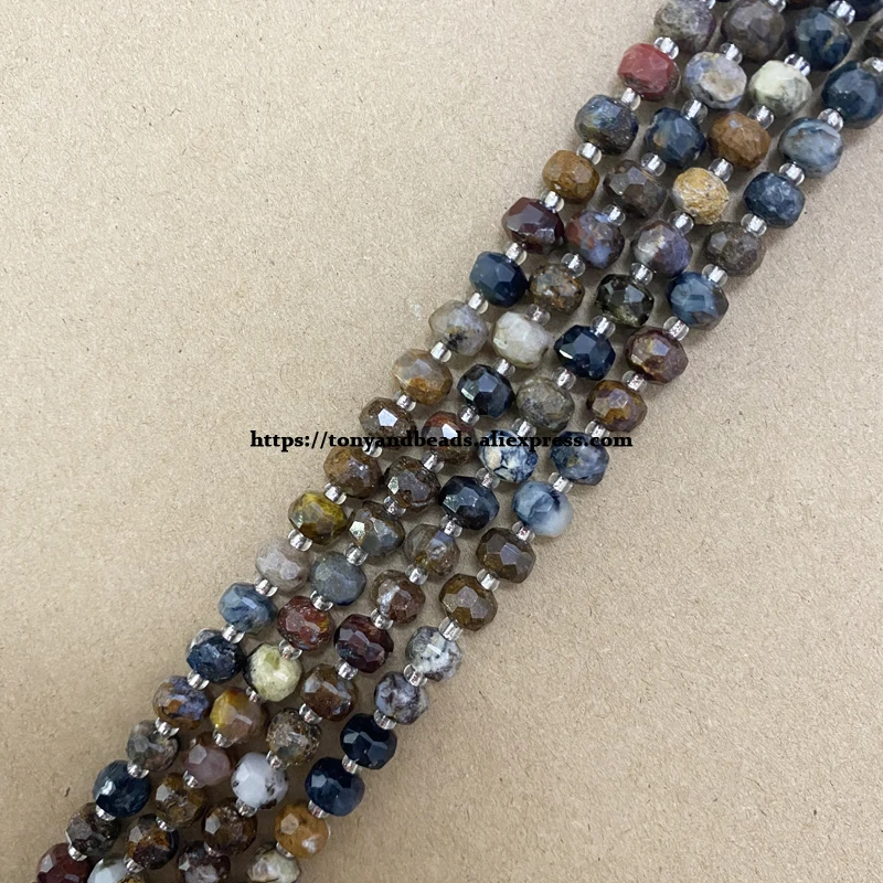 

Semi-precious Stone Diamond Cuts Faceted Rondelle Namibia Pietersite 7" Loose Beads Size 8x6mm For Jewelry Making DIY