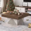 Coffee Table, Square Coffee Table with RGB LED Light, Wood Low Coffee Table for Living Room, Center Table for Living Room 6