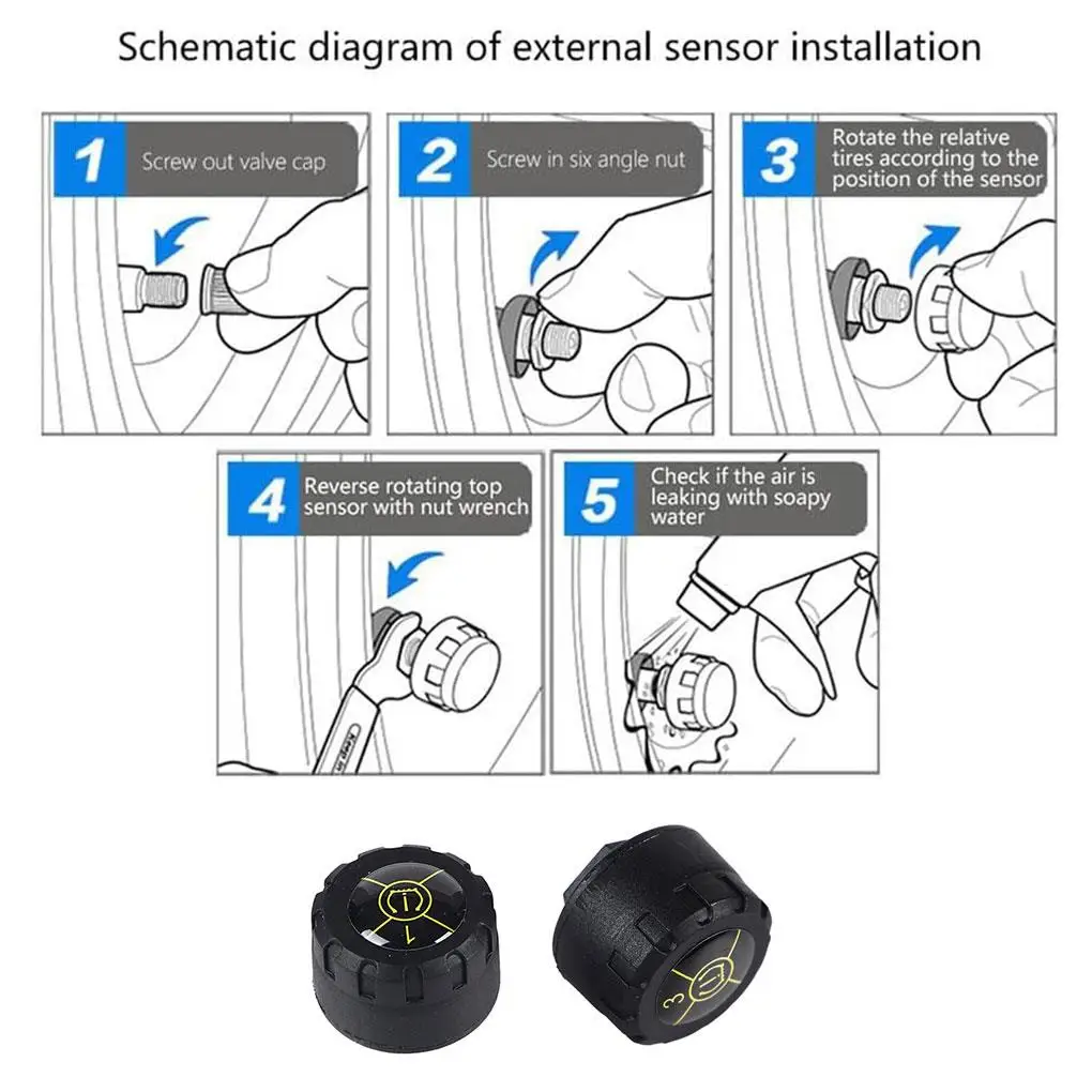 Motorcycle TPMS 2/4 Sensors Bluetooth 5.1 Tire Pressure Monitoring System for Android/iOS
