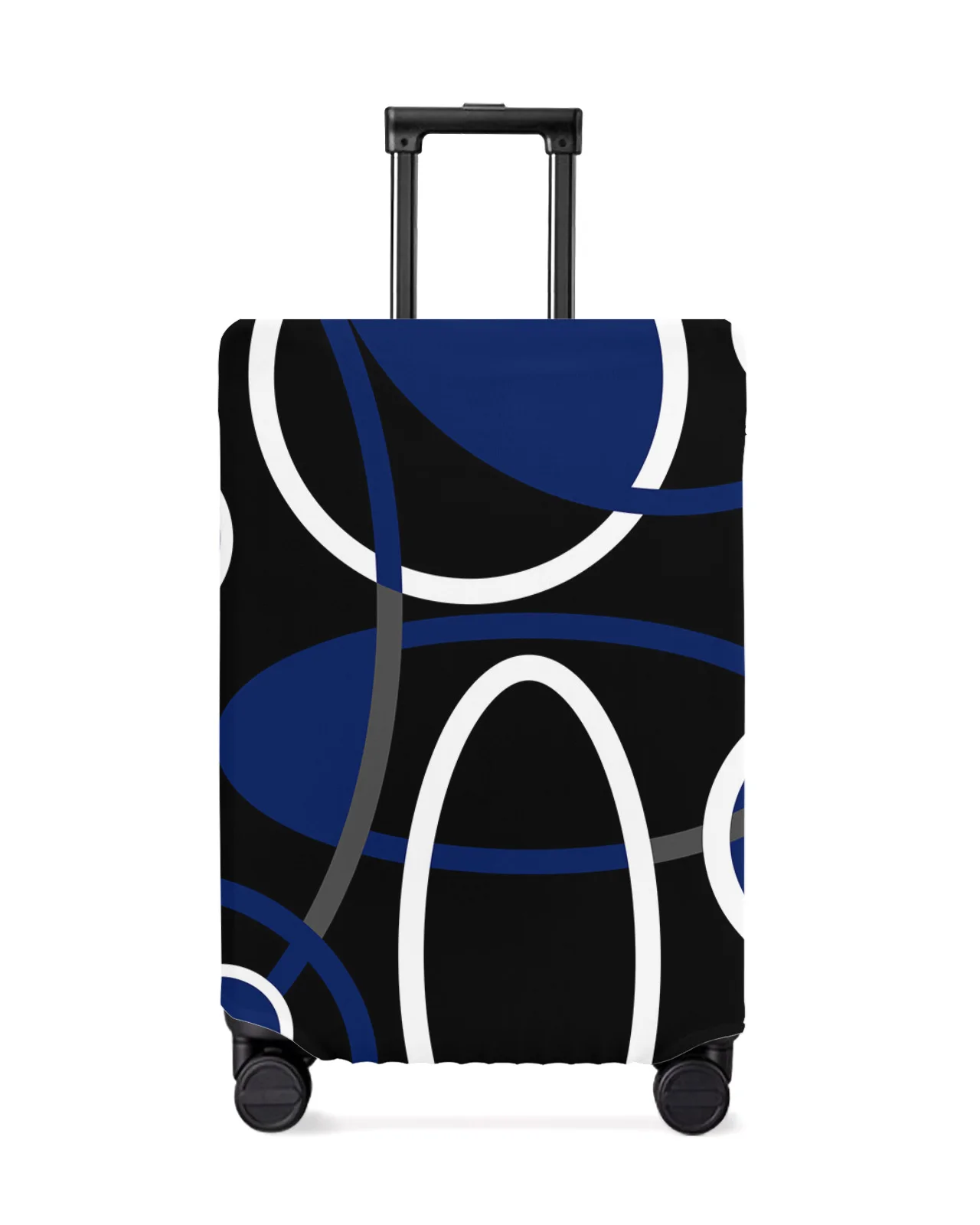 

Blue Black Geometric Abstract Lines Luggage Cover Stretch Baggage Protector Dust Cover for 18-32 Inch Travel Suitcase Case