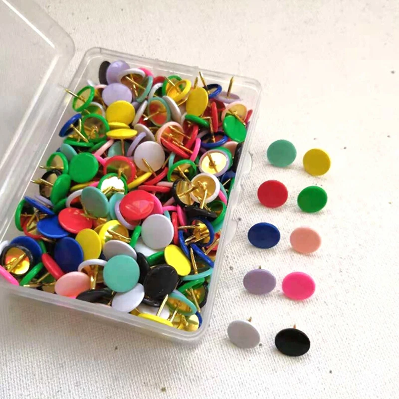 100pcs Round Shape Push Pins Thumb Tacks Notice Board Cork Paper Map