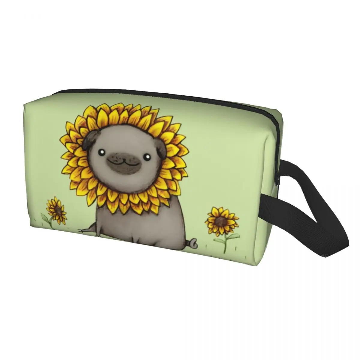 

Женская сумка для макияжа с подсолнухами, дорожный косметический Органайзер, милая Цветочная сумка Helianthus с собакой