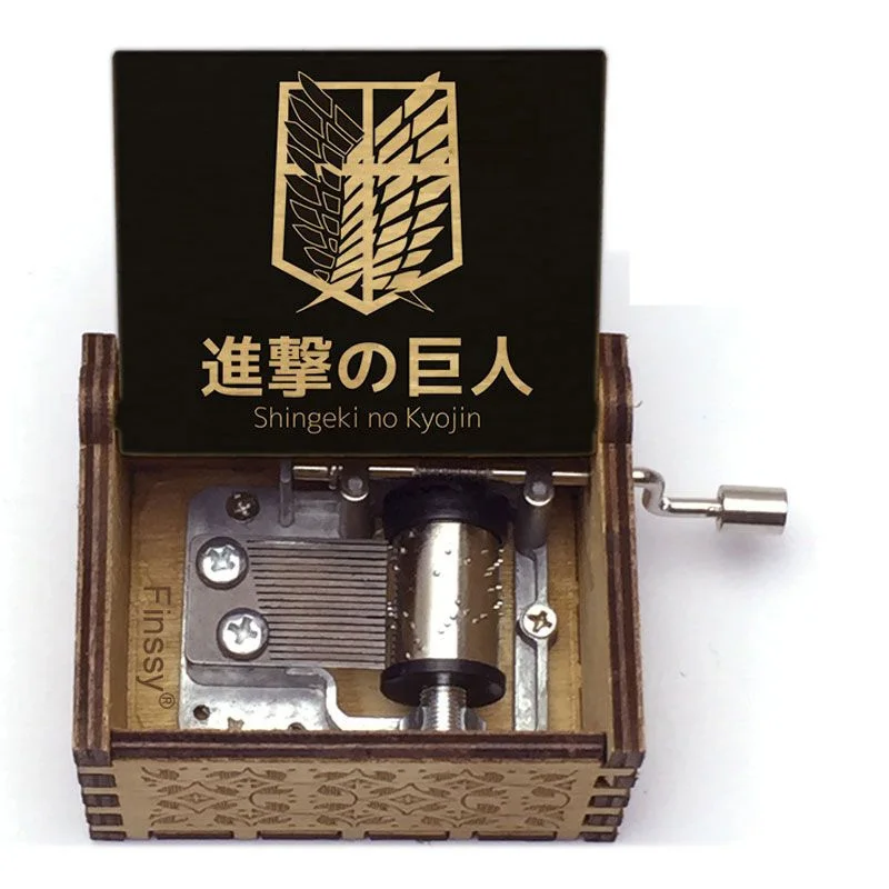 Anime Attack On Titan Hand Crank Music Box Manga Levi Eren Mikasa Wooden Musical Box Home Desktop Decor New Year Birthday Gifts 3