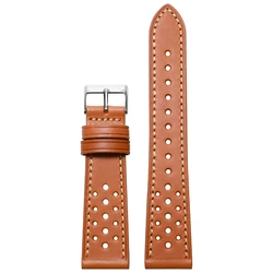 Luxurious Genuine Leather Unisex Watch Strap - Breathable Sport Bracelet Accessory - 22mm (Brown)