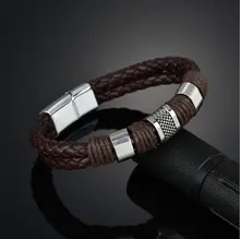  100pcs/Lot Casual Men's Braided PU Delicate Punk Leather Bracelet Leather Bracelet Gift Jewelry Factory Pircie Wholesale 