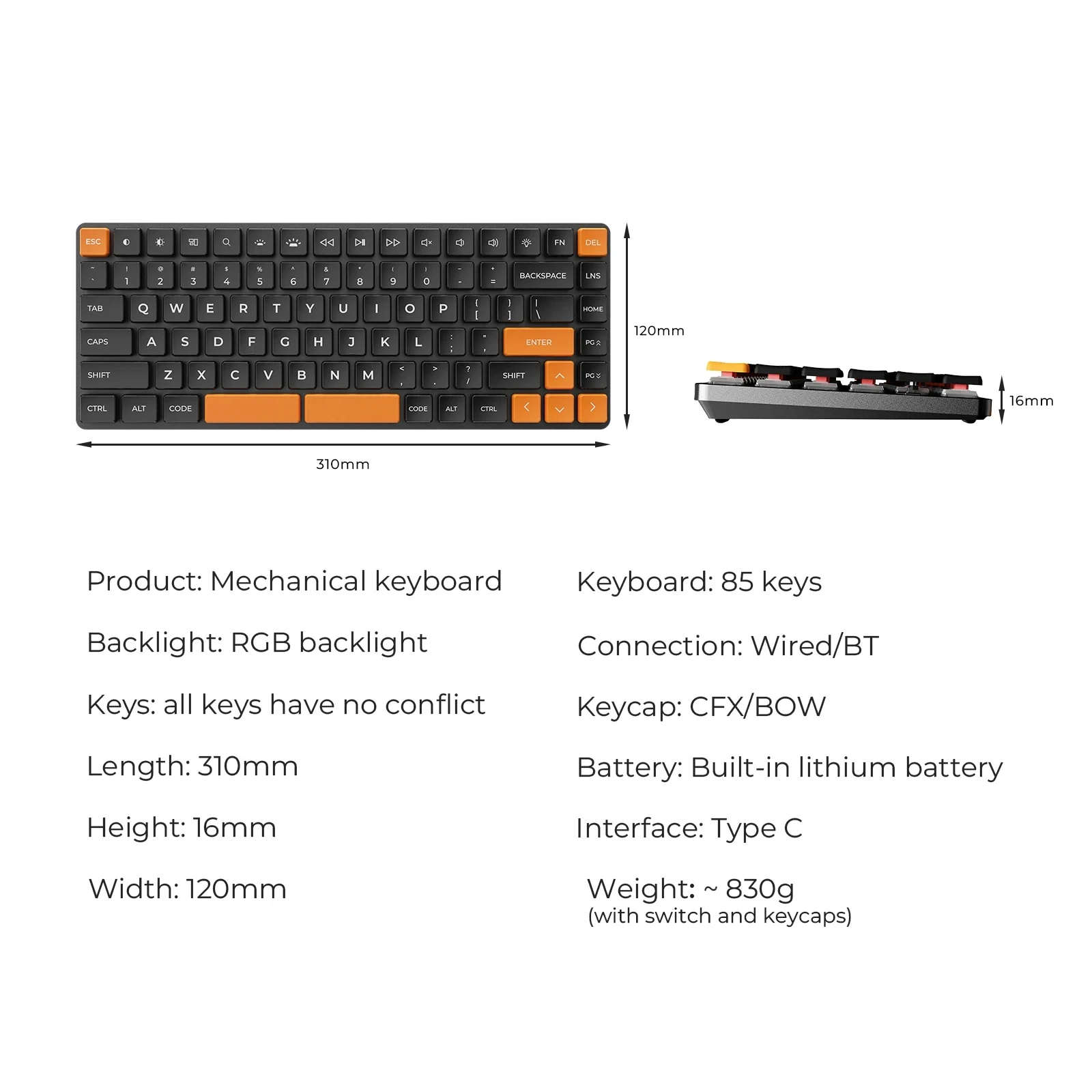 Chosfox-メカニカルキーボードキット,アルミニウム,ローププロファイル 