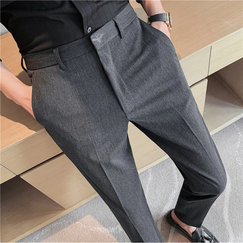 2022 Classic Men Suit Pants Casual Business Dress Pants Slim Fit Office  Social Trousers Pantalon Homme Classique Black Blue 36 - Suit Pants -  AliExpress