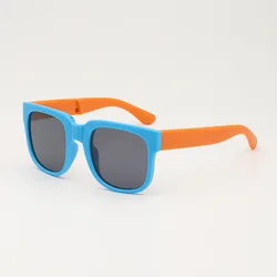 Stylish UV-Resistant Folding Baby Sunglasses with New Trendy Box Design (Blue)