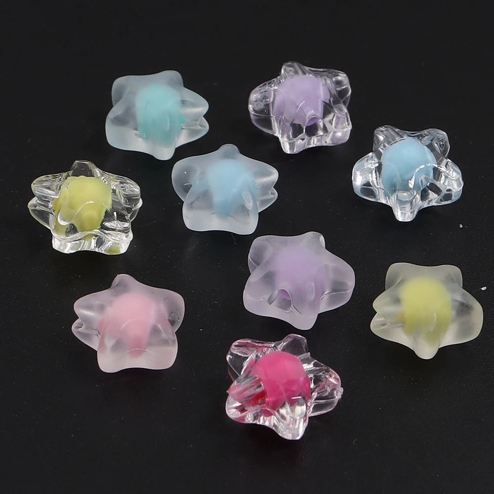50/100pcs 별 모양 아크릴 비즈 혼합 색상 느슨한 비즈 바느질 의류 장식 만들기 DIY 전화 키 체인 액세서리