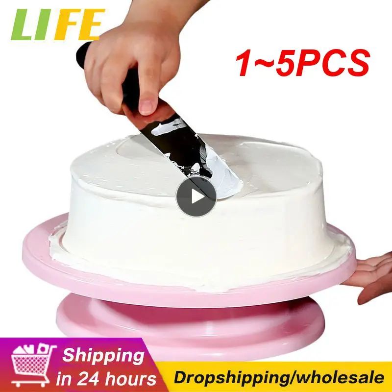 

1~5PCS Plastic Cake Plate Turntable Rotating Anti-skid Round Cake Stand Cake Decorating Rotary Table Kitchen Pan Baking Tool