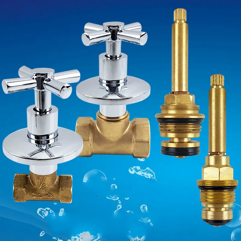 Angle Valve Straight Through Valve Quick Open Slow Open Copper Spool Brass Water Stop Valve Inner Wire Triangle Valve  Faucets