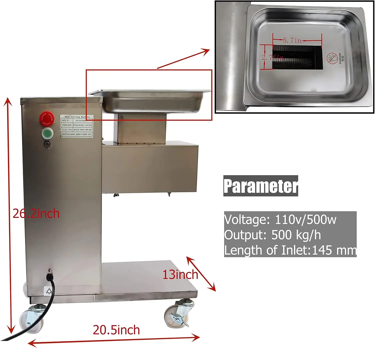 Haywhnkn 3Mm Meat Cutting Machine Meat Cutter Machine Qe Meat Slicer Commercial For Meat Slice/Shredded Meat Stainless Steel 4