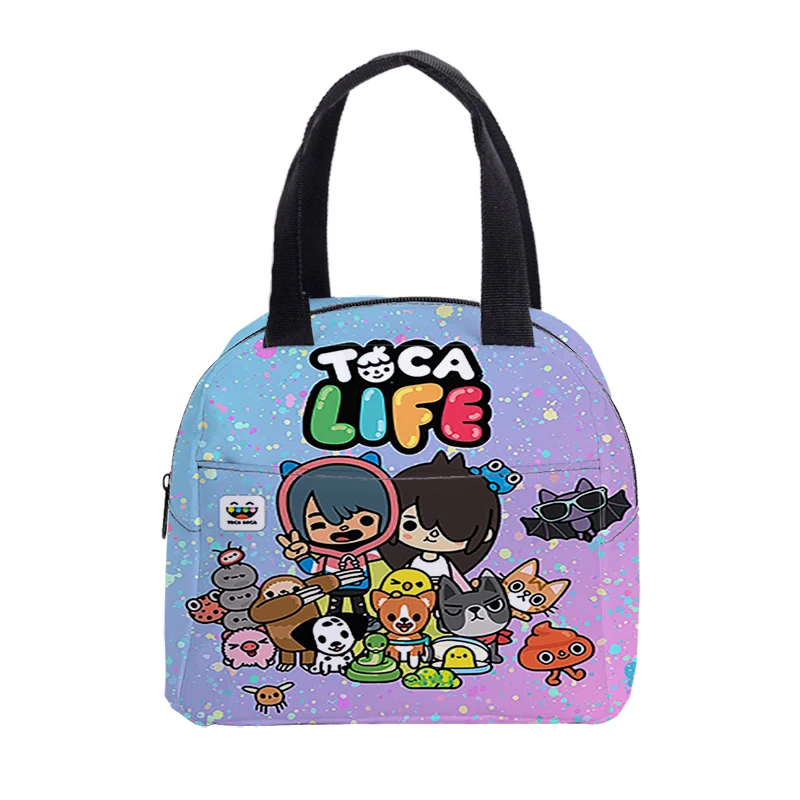 

Toca Life World Portable Lunch Bag Cartoon Anime Multifunction Cooler Thermal Food Insulated Lunch Bag School Children