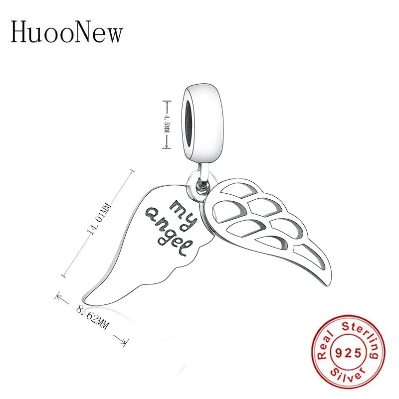 Fit Original Pan  Charm Bracelet 100% 925 Silver Angel Wings Grandma Dad Mum Sister Bead Making Women Memory Berloque 2024 6