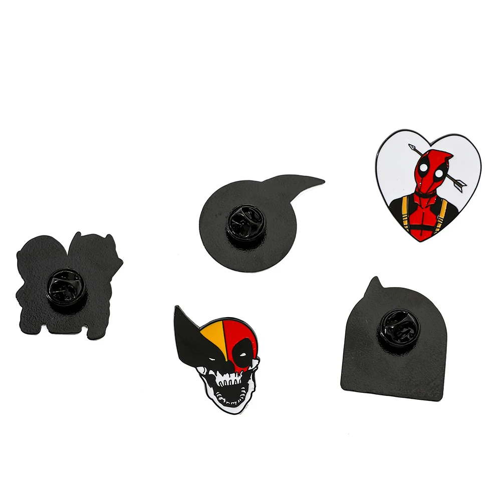 Cartoon Marvel Comics Brooch Handsome Gersonality Deadpool Enamel Pin Metal Badge Jewelry Clothing Backpack Accessories 5 Pcs enamel pins metal brooch enamel brooch