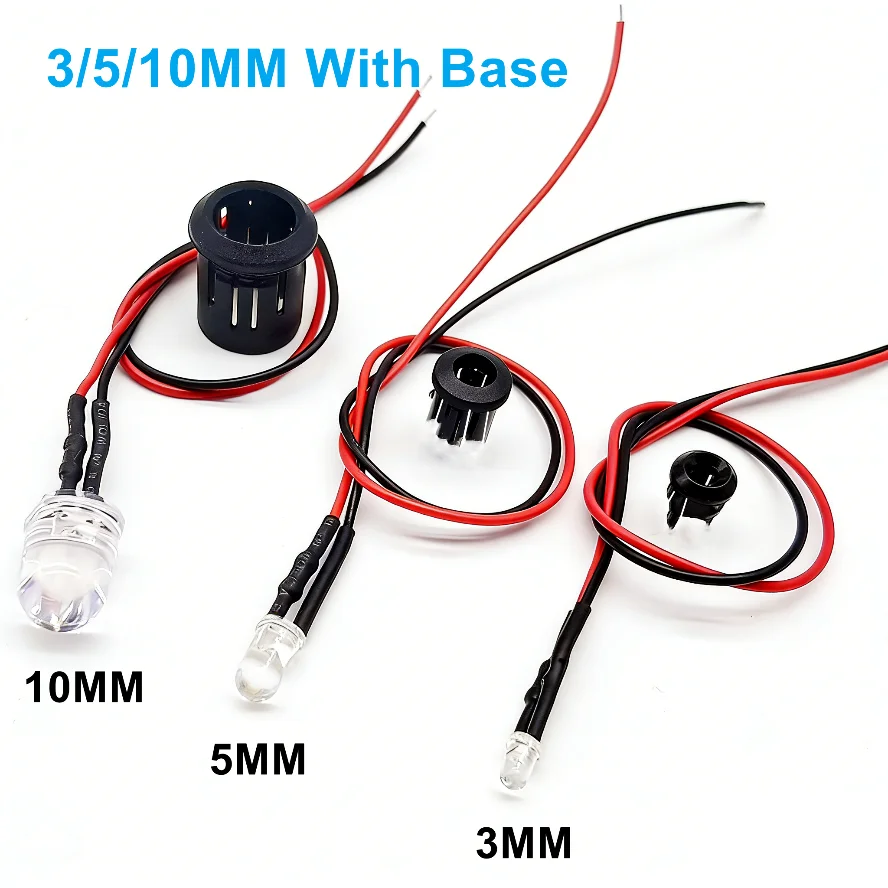 DC3V24V 사전 배선된 LED 전구 액세서리 DIY 발광 다이오드 표시등 선박 모형 장난감 자동차 투명 비드(베이스 포함)