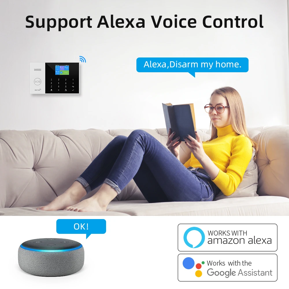 PGST-Système d'alarme de sécurité domestique sans fil, Tuya Smart Life App Control, Wi-Fi, GSM, résidentiel, fonctionne avec Alexa