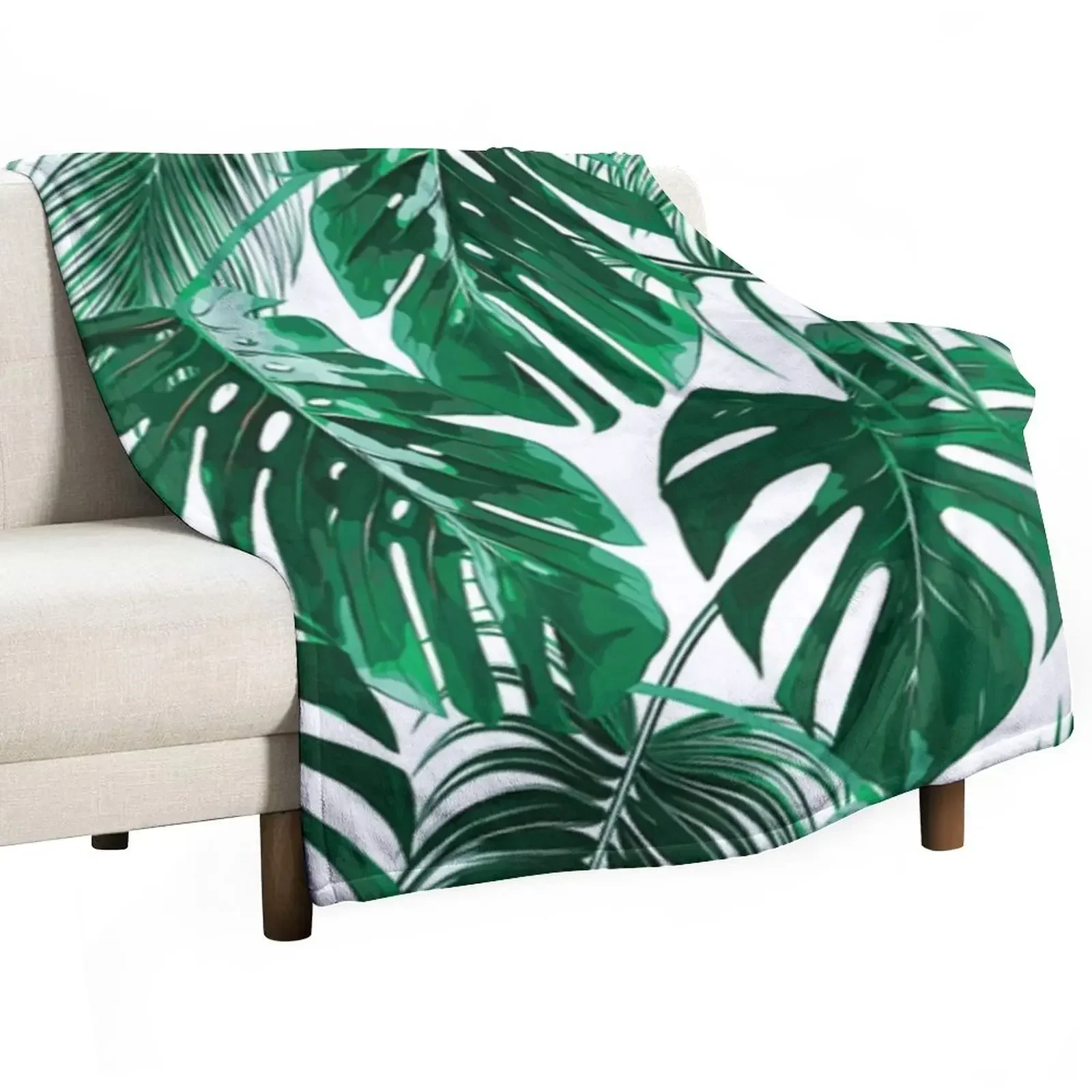

Tropical Leaves - Palm Tree Leaf - Hawaiian Throw Blanket Luxury St Thin Sleeping Bag Plush Blankets