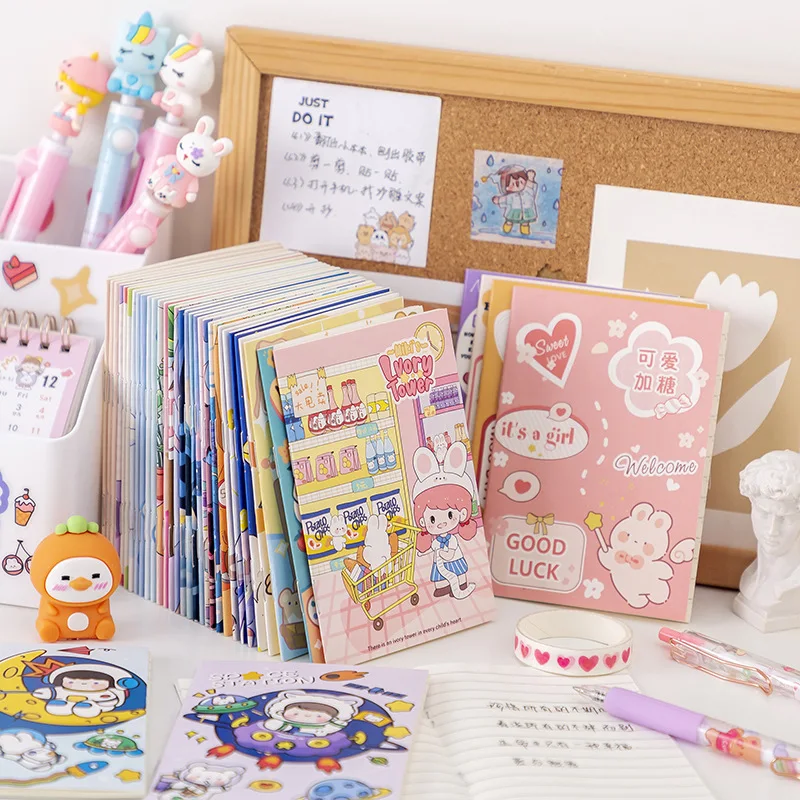 10/Set Quaderni E Diari Cartoon Cute Girl Heart Small Notebook Notepad Mini Notebook Portatile Piccolo Regalo Per Studenti