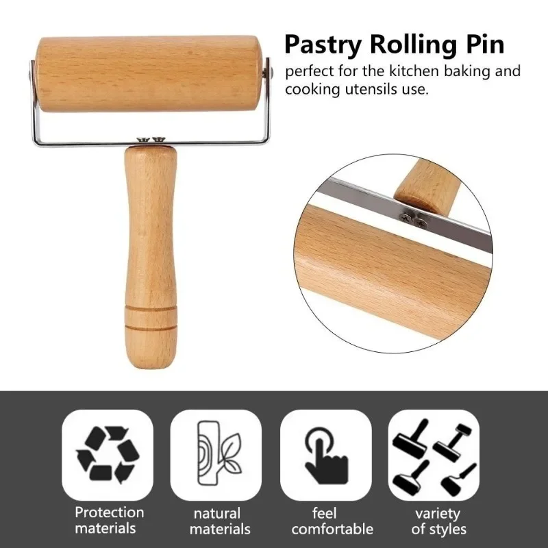 1Pc Rolling Pin Pastry and Pizza Baker Roller Wooden Baking Crush Nuts Crackers Cookies Kitchen Utensils images - 6