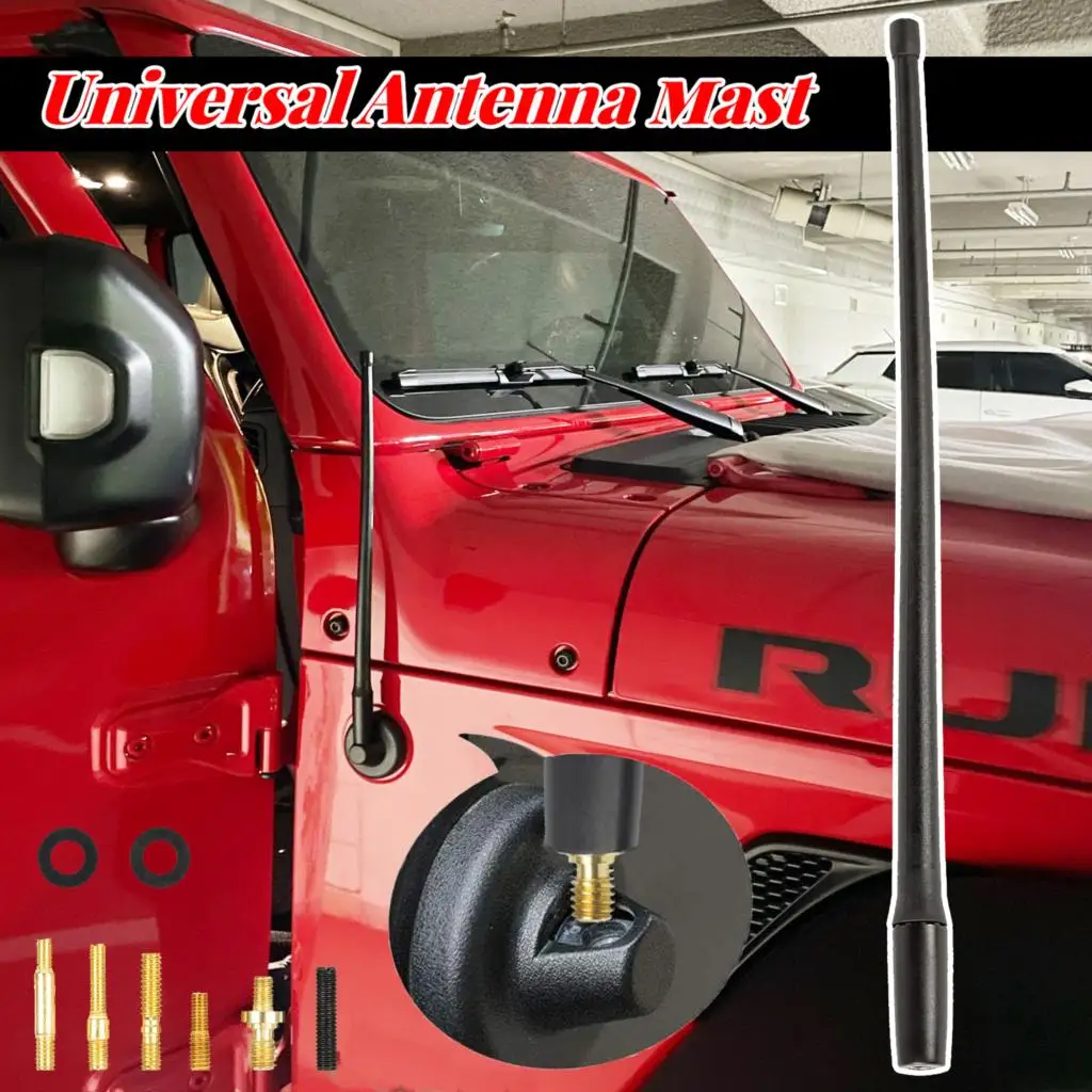 Antenne FM/AM Courte 13 Pouces (33 Cm) Noire Pour Jeep Wrangler JK 2007-2016 - Remplacement Souple En Caoutchouc