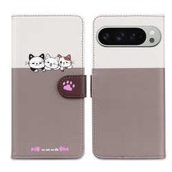 Luxury Leather Flip Wallet Case with Card Slot and Cute Cat Design - Google Pixel 3a (GY)