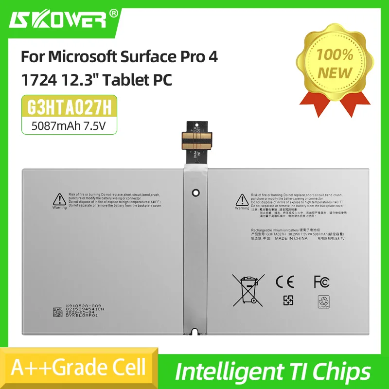 

SKOWER 38.2WH 5087mAh G3HTA027H DYNR01 Laptop Battery For Microsoft Surface Pro 4 1724 12.3" Tablet PC Series