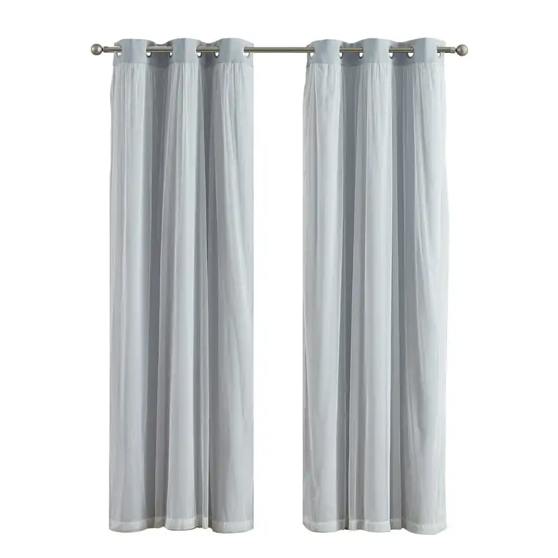 

Blackout with Sheer Overlay Grommet Curtain Panel, 37" x 84"