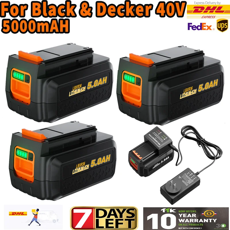 แบตเตอรี่สำหรับเครื่องมือไร้สาย Black & Decker รุ่น LBXR36 36v/40V 4000mAh LBX2040 BL2036 LST136 LST420 LST220 L50 แบบชาร์จได้ 1 แบตเตอรี่สำหรับเครื่องมือไร้สาย Black & Decker รุ่น LBXR36 36v/40V 4000mAh LBX2040 BL2036 LST136 LST420 LST220 L50 แบบชาร์จได้ 1
