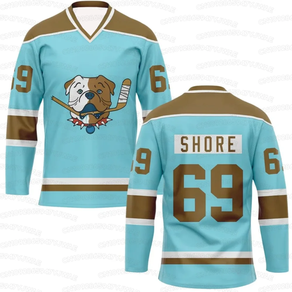 Herren Damen Shoresy Shore 69 Sudbury Blueberry Bulldogs Jersey Merch Hockey Top Lustiges Geschenk Langarm V-Ausschnitt T-Shirt