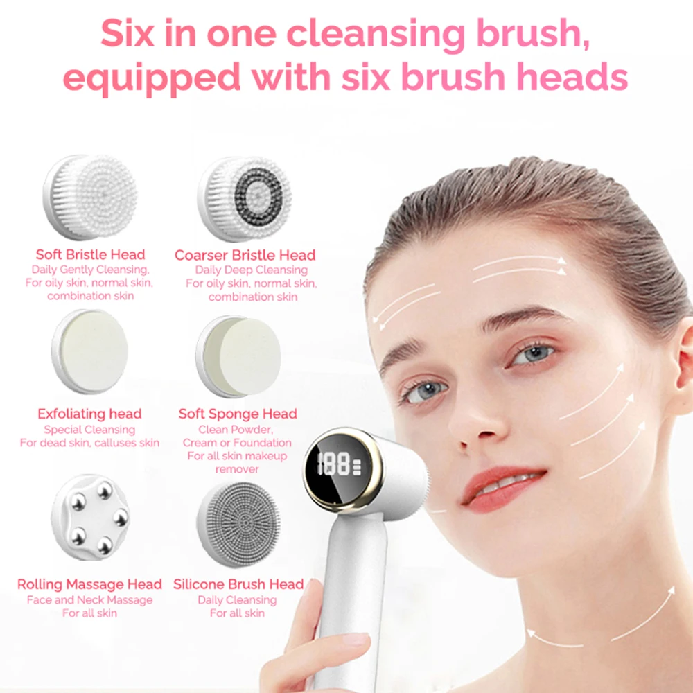 Silicone Facial Cleansing Brush Waterproof Face Cleaner Blackhead Removal Acne Pore Clean Skin Rejuvenation Beauty Care Machine 3