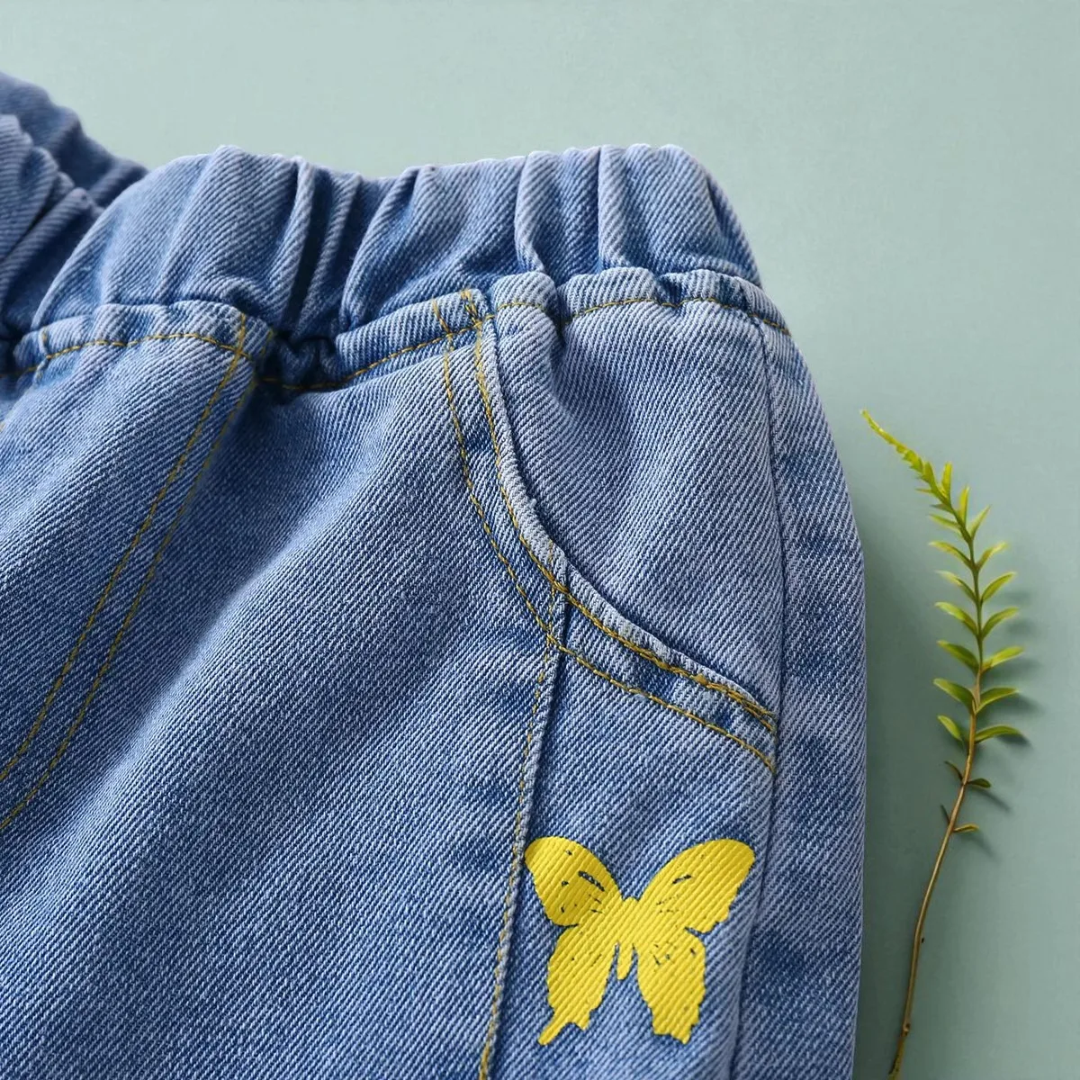 السراويل للفتيات الجينز المراهقين ملابس الأطفال فراشة طباعة السراويل ربيع الخريف الطفل الاطفال الملابس الجينز 6 8 10 12 14 Y