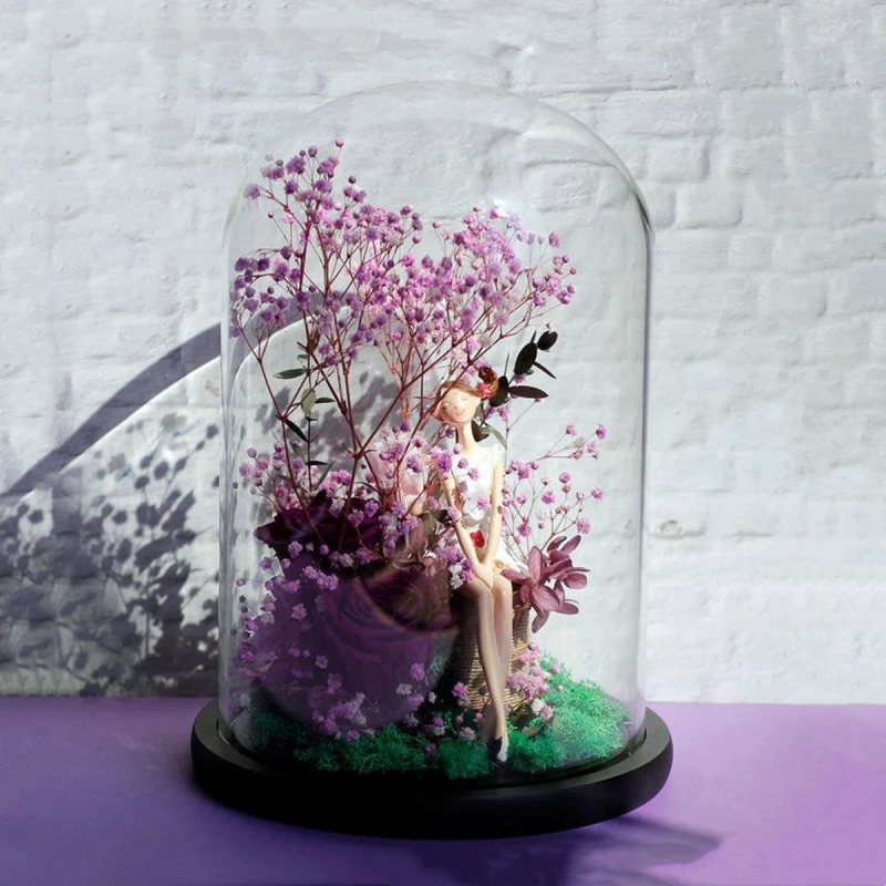 18*20cm 18*22cm 18*25cm 18*30cm 18*35cm 18*40cm Big Size Glass Dome Deocration Different Base Transparent Cover Wedding DIY Gift 3