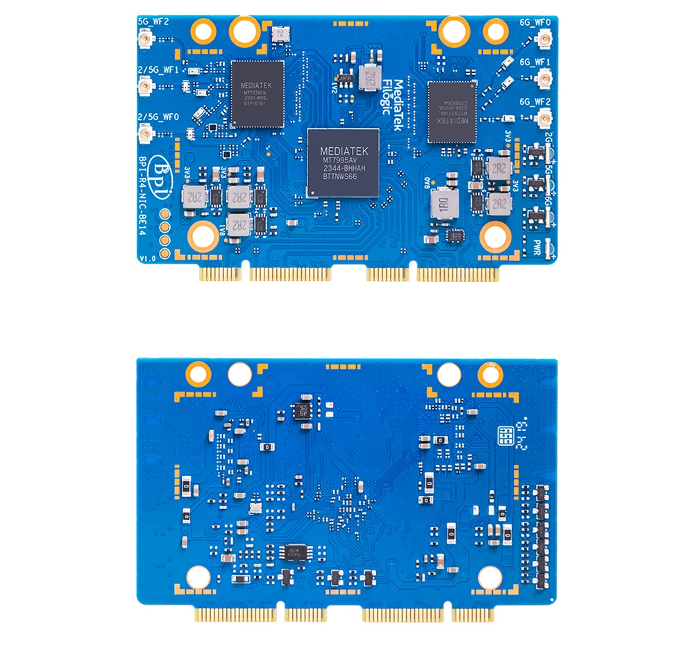 Banana Pi BPI-R4-NIC-BE14 WiFi 7 Module MediaTek MT7995AV Chipset RISC-V MCU 2 P