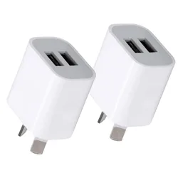 Dual USB Wall Charger with AU Plug - Portable and Universal - 2pcs AU Plug