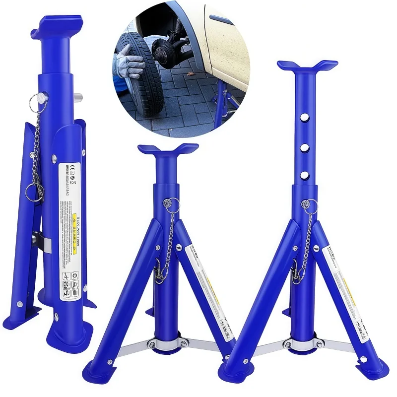 BRIEFNESS 2 Pack Folding Jack Bracket 3 Ton Load Capacity, Car Repair Lifting Tool Axle Frame Safety Support Emergency Rescue