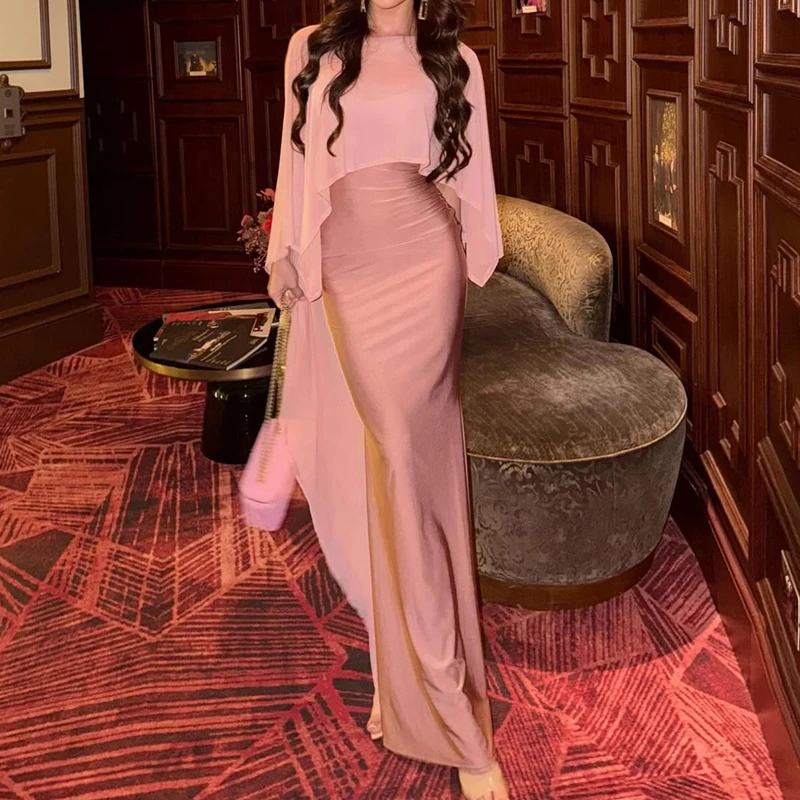 Womens Chiffon Cape Dress Asymmetrical High Low Sheer See-through Shawl Evening Dress Cover Ups Wedding Party Capelet 1