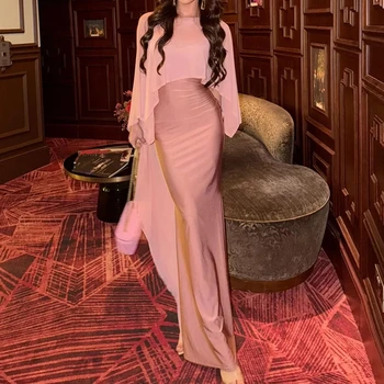 Womens Chiffon Cape Dress Asymmetrical High Low Sheer See-through Shawl Evening Dress Cover Ups Wedding Party Capelet 1