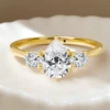 3CT Pear Cut Moissanite Rings for Women 14K Yellow Gold Wedding Band 3pcs D/VVS Stones Luxury Anniversary Custom Gift 3