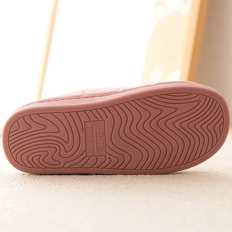 Female And Male Couple Slippers Women's Winter Plus Size Slippers Comfortable Home Shoes Men Stripes Plush Shoes