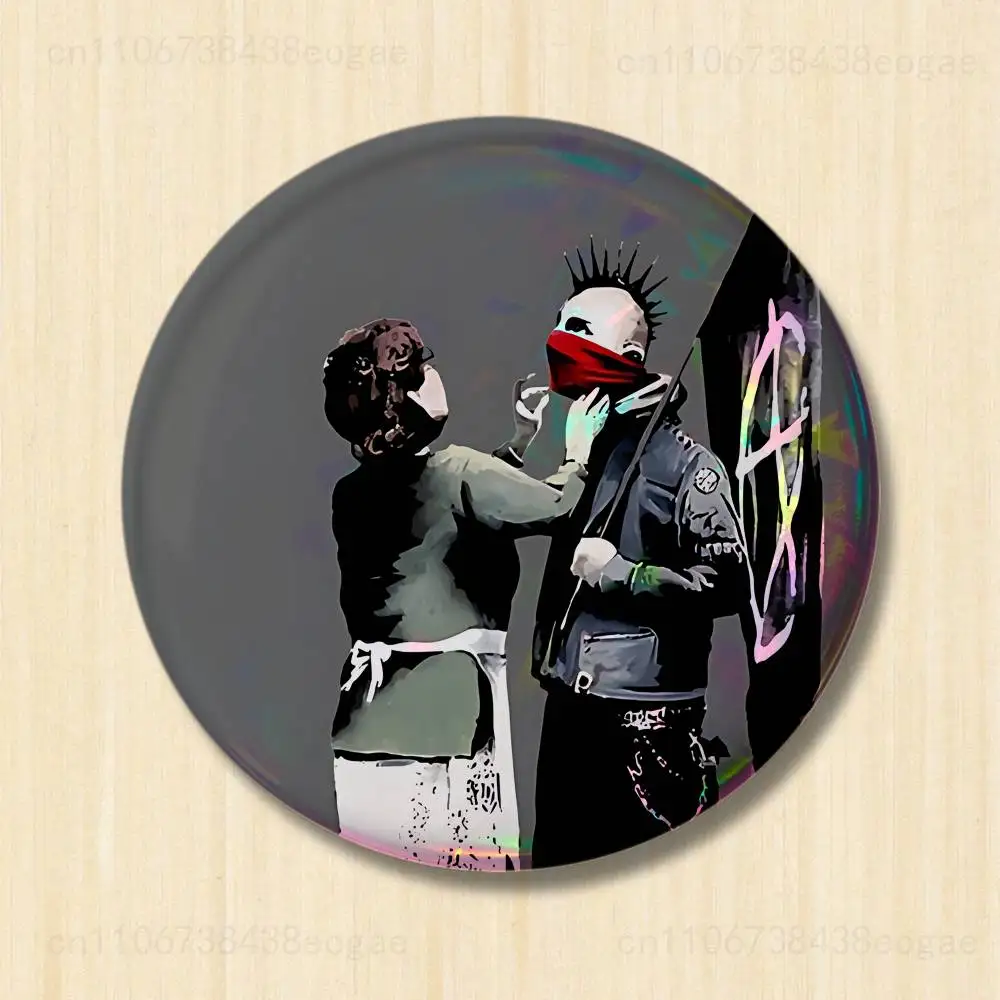 Street Graffiti Art Round Cosplay Pin - Unique Collector's Brooch Souvenir Badge Gift