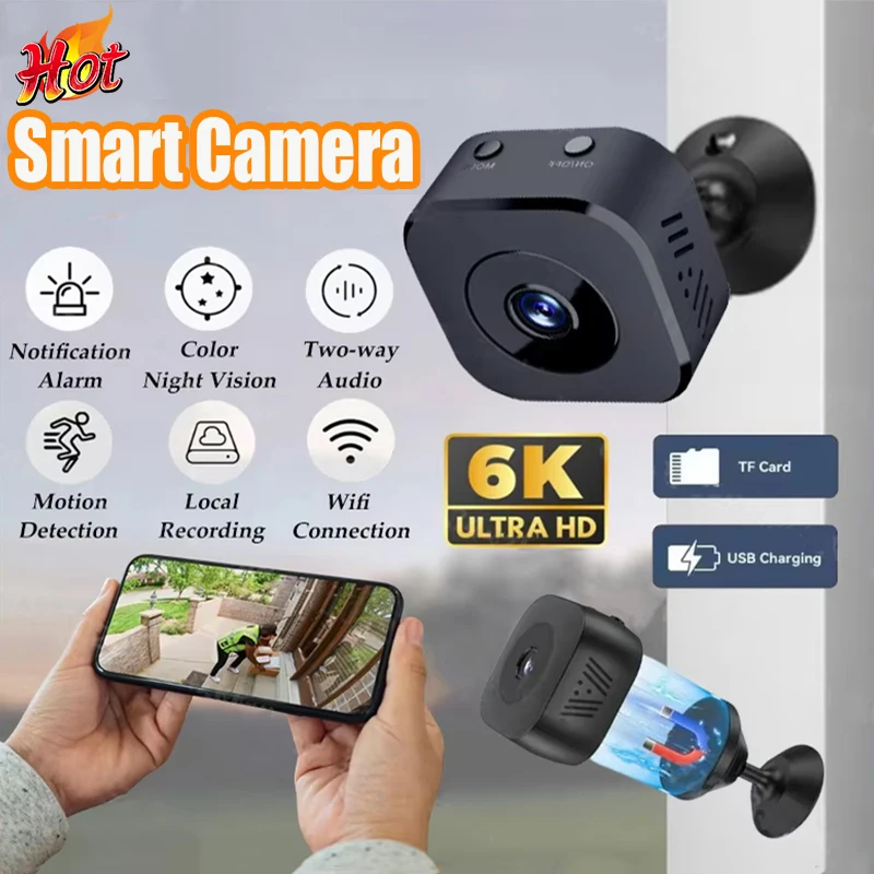 미니 보안 카메라 WiFi 감시 카메라 4K FullHD 양방향 오디오 모션 감지 적외선 야간 투시경 보안 카메라
