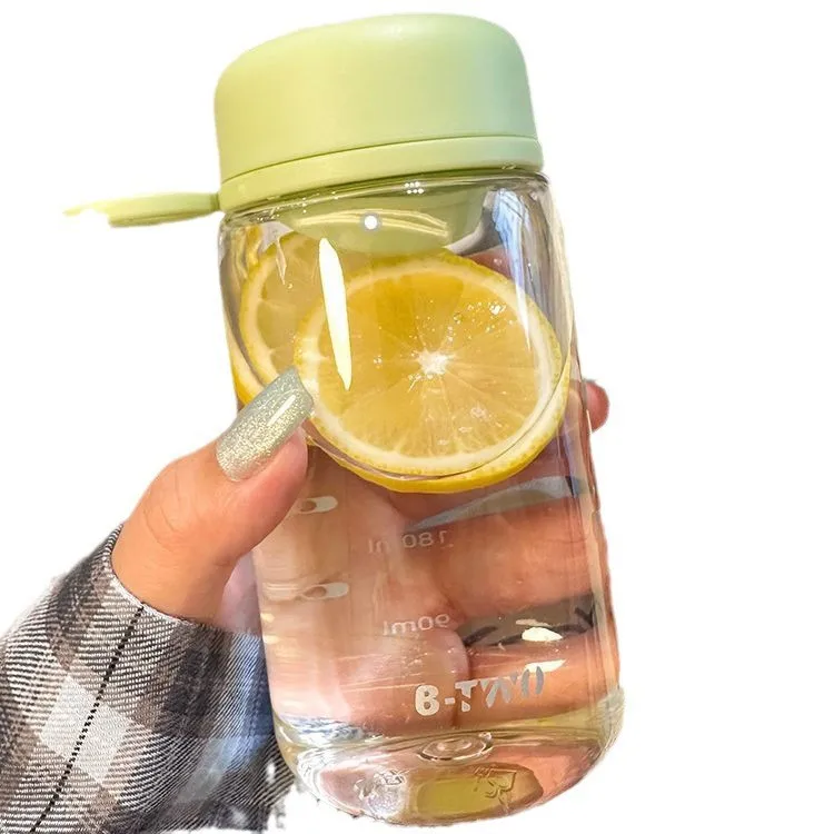 

450ml Water Bottle Transparent Plastic Drink Cup Outdoor Cold Juice Milk Sport Bottle With Portable Rope Leakproof Water Bottle