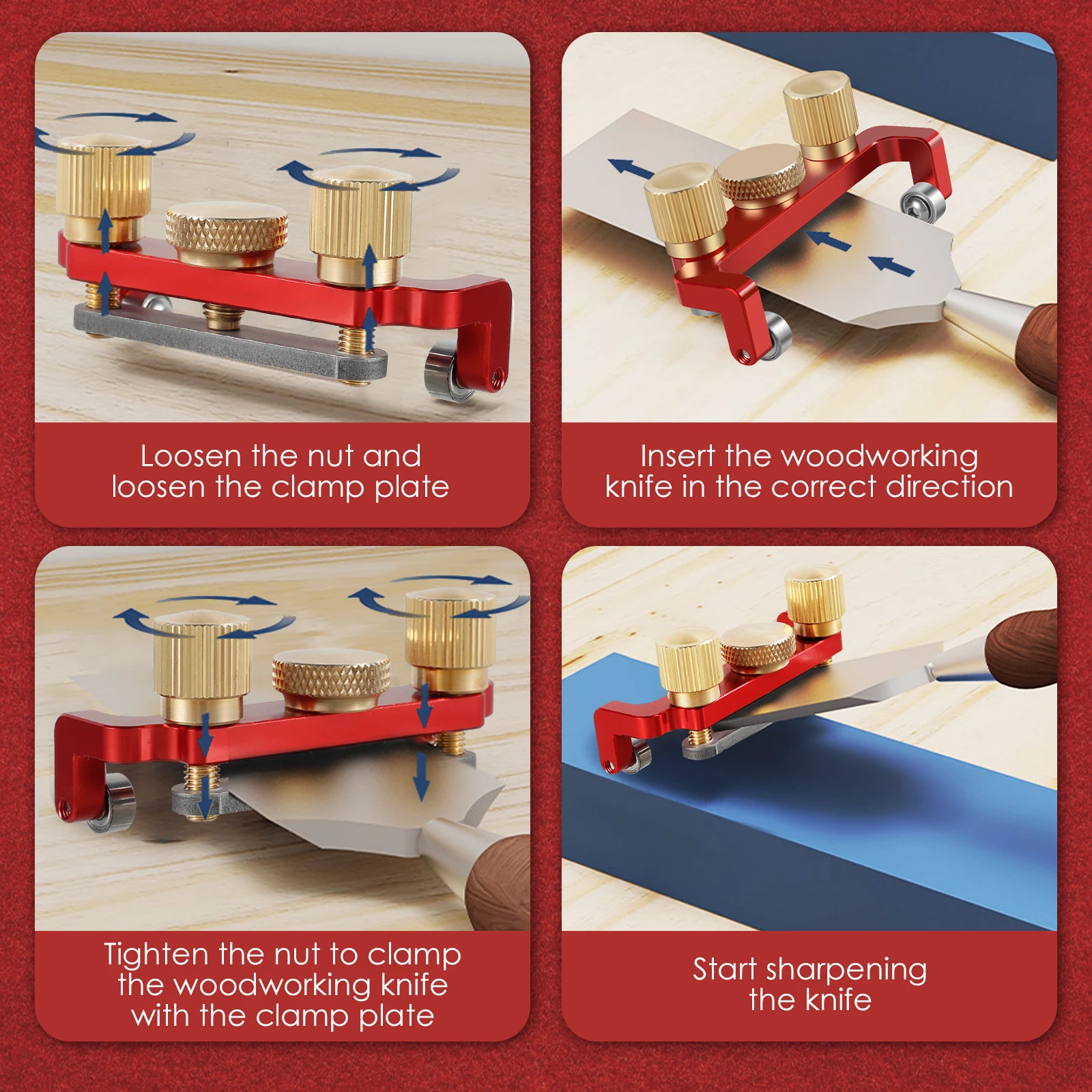 Cutter Sharpening Holder Adjustable Angle Chisel Sharpening Jig Aluminum Alloy Woodworking Sharpener Bracket Angle Fixture Plane